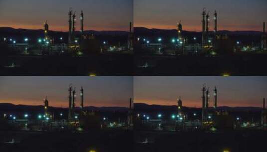拍摄炼油厂的夜景高清在线视频素材下载