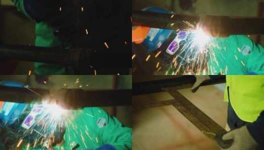 工人焊接金属时激起火花高清在线视频素材下载