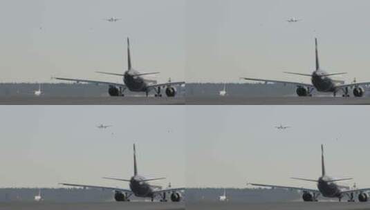 飞机在跑道着陆高清在线视频素材下载