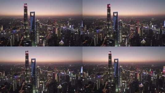 上海陆家嘴金融城城市日落航拍风光4K高清在线视频素材下载