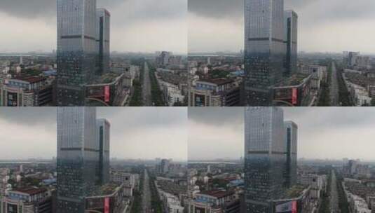 航拍湖南湘潭中心地标建筑高清在线视频素材下载