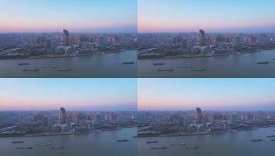 航拍上海杨浦大桥渔人码头高清在线视频素材下载