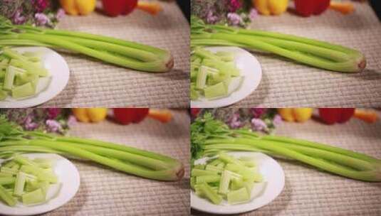 芹菜蔬菜纤维高清在线视频素材下载