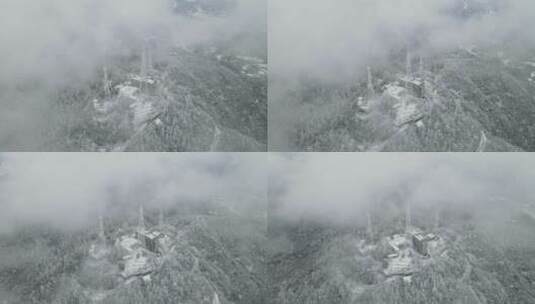 航拍 山川 森林 冬天 雪景高清在线视频素材下载