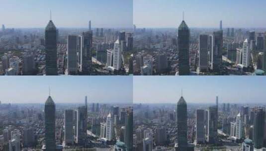 武汉汉口城市高楼商务建筑金融中心航拍高清在线视频素材下载