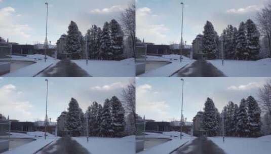 穿行在白雪皑皑的小镇上高清在线视频素材下载