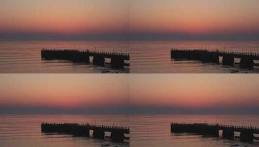 暮色中的威海金海湾栈桥高清在线视频素材下载