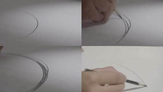 设计师画图特写圆弧形潇洒手法空间意境设计高清在线视频素材下载