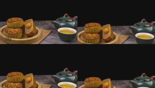 中秋节蛋黄月饼美食4k视频高清在线视频素材下载