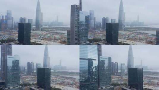 航拍深圳后海商务区CBD现代抽象地标建筑高清在线视频素材下载