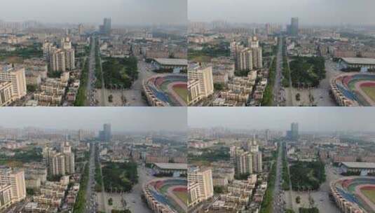 城市航拍湖南湘潭城市拥堵交通高清在线视频素材下载