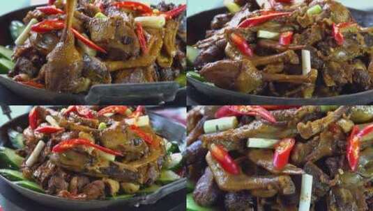 中式菜肴美食干锅鸭高清在线视频素材下载