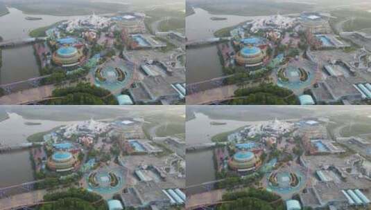 上海海昌海洋公园动物海洋馆游乐园4K航拍高清在线视频素材下载