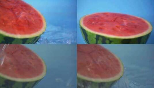 创意西瓜水果广告泼水升格慢动作实拍高清在线视频素材下载