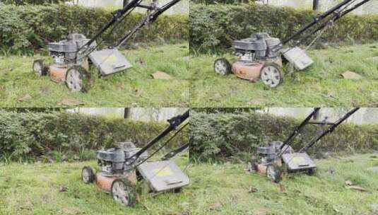 园艺工人用机器修剪草坪高清在线视频素材下载