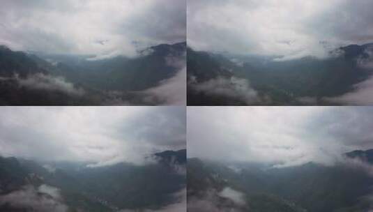 大山山涧满天云航拍前进高清在线视频素材下载