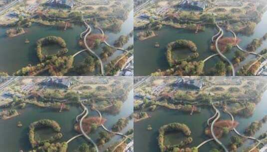 浙中生态廊道金华浦江翠湖公园秋季风光高清在线视频素材下载