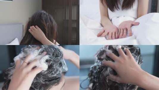 4K头发问题洗发水广告高清在线视频素材下载