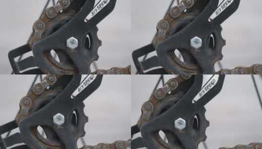 生锈的自行车车链高清在线视频素材下载