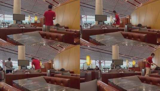 北京首都国际机场公务舱头等舱休息室高清在线视频素材下载