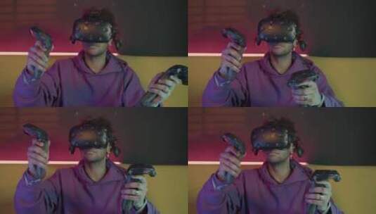 戴虚拟现实眼镜的男人高清在线视频素材下载