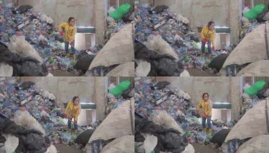 工人在塑料回收厂工作高清在线视频素材下载