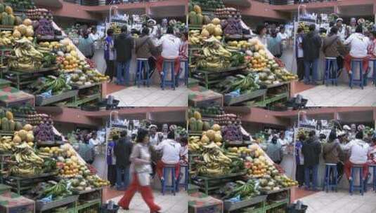 繁忙的水果市场高清在线视频素材下载