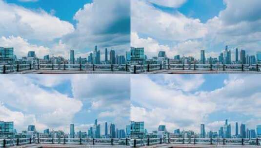 广州珠江新城CBD摩天大楼蓝天白云延时风光高清在线视频素材下载