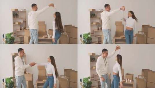 新房子里跳舞的夫妇高清在线视频素材下载