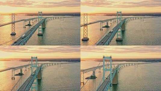 俯视镜头下的湾大桥高清在线视频素材下载