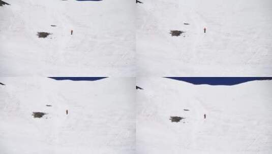 一个人 高空登山 攀登积雪覆盖的高山高清在线视频素材下载