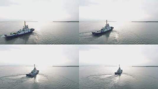 港口拖船航拍高清在线视频素材下载