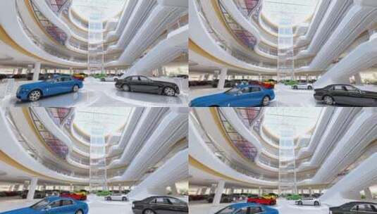 高端汽车多层展厅三维动画高清在线视频素材下载