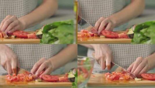 家庭主妇切蔬菜高清在线视频素材下载