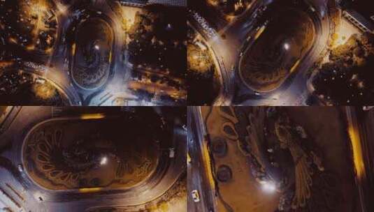 南京鼓楼区夜景航拍高清在线视频素材下载