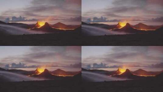 冰岛火山喷发高清在线视频素材下载