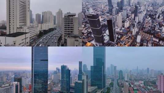 上海静安商圈航拍合集高清在线视频素材下载