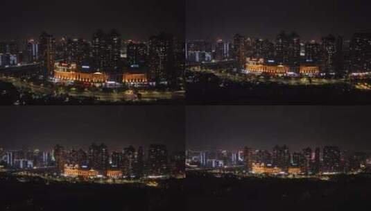泉州市区江滨夜景航拍高清在线视频素材下载
