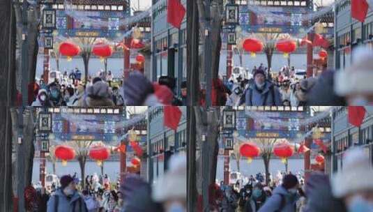 北京春节步行街游客高清在线视频素材下载
