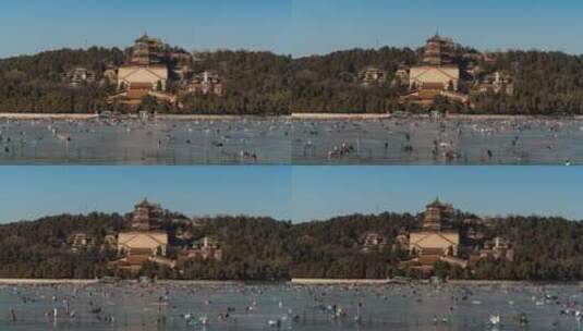 北京 颐和园 昆明湖 冰场 3-A7RM3高清在线视频素材下载