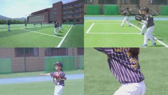 棒球练习 学生打棒球高清在线视频素材下载