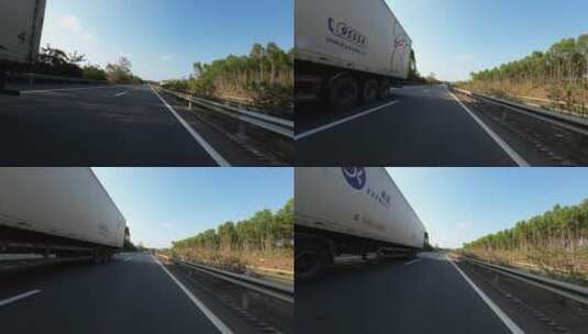 圆通快递厢式卡车行驶在高速公路高清在线视频素材下载