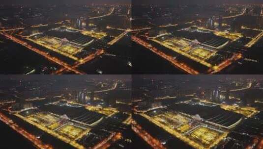 武汉火车站夜景推近镜头高清在线视频素材下载