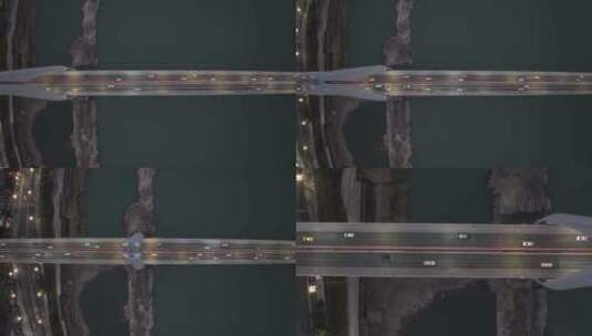 重庆东水门大桥清晨航拍高清在线视频素材下载