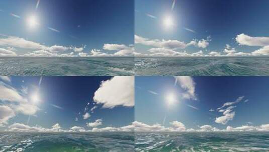 4k海面蓝天白云大海一望无际海浪高清在线视频素材下载