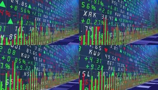 证券市场大厅股价涨跌变动屏幕高清在线视频素材下载