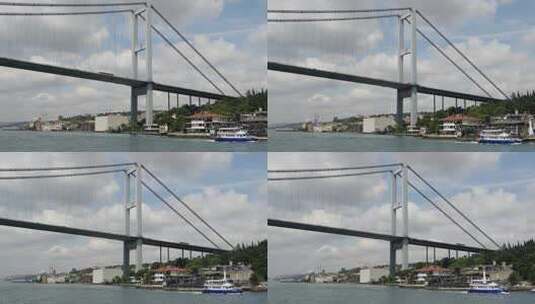渡轮和跨海大桥高清在线视频素材下载