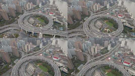 上海·南浦大桥·大转盘·车流航拍高清在线视频素材下载