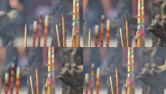 佛教烧香供香香炉上香香火高清在线视频素材下载