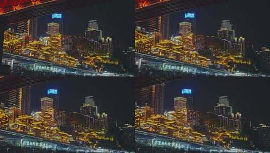 两江游磁器口夜景高清在线视频素材下载